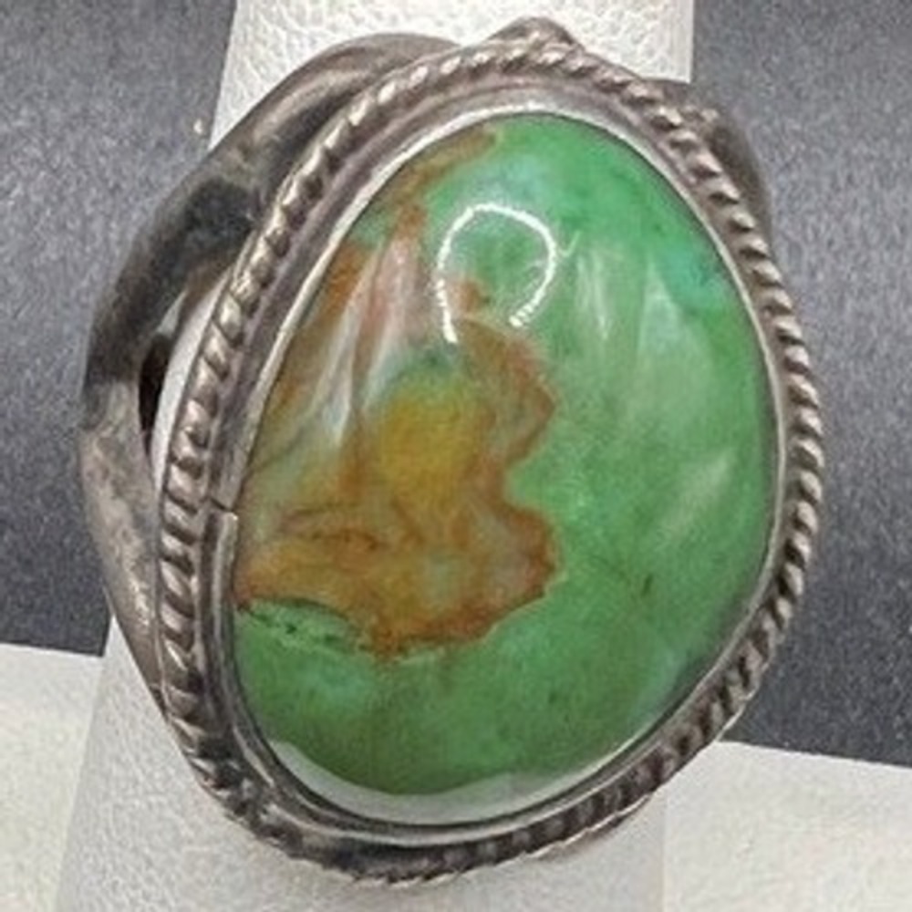 Vintage Sterling Silver Turquoise Ring Southwestern Sz 7.5 13g‎ READ